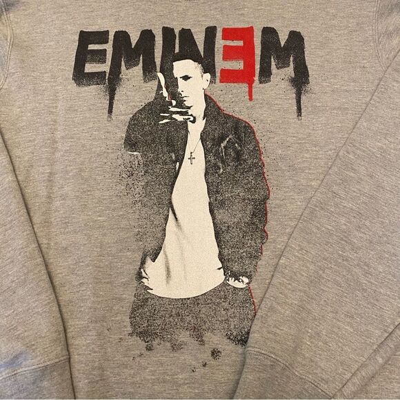 Men's Gray Crewneck Eminem Graphic Sweatshirt - Picture 5 of 9